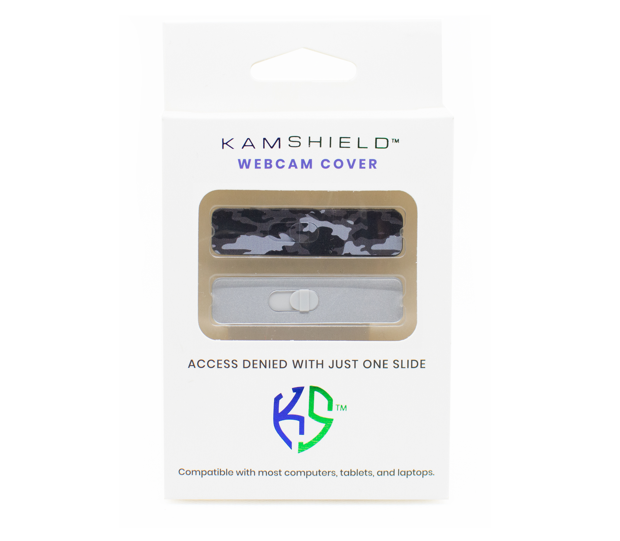 Kamshield Webcam Cover | Black Camo + Silver
