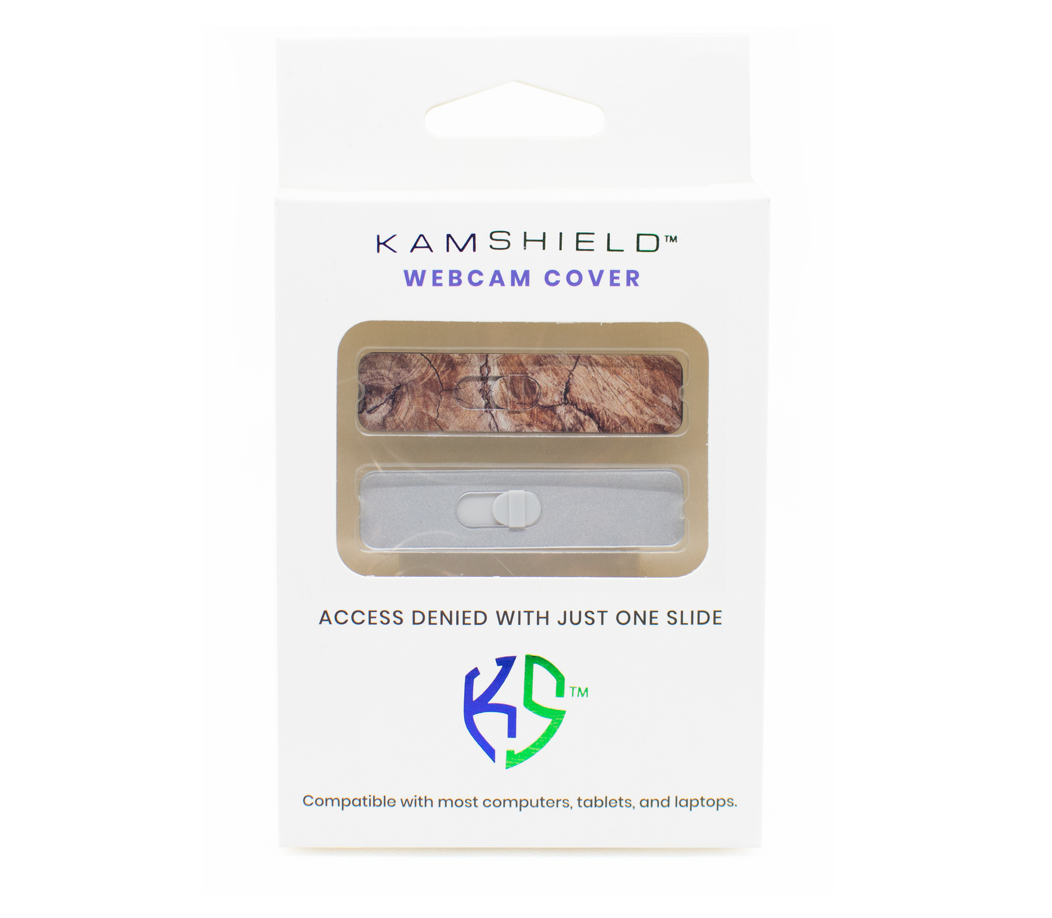 Kamshield Webcam Cover | Wood + Silver